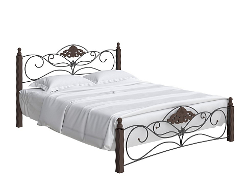 Полуторная кровать из металла Garda 2R - Кровать из массива березы с фигурной металлической решеткой.