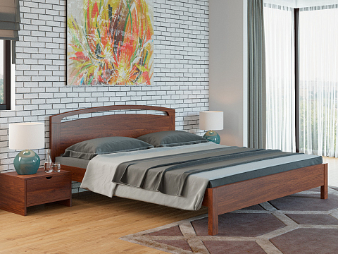 Деревянная кровать Веста 1-тахта-R - Кровать из массива с одинарной резкой в изголовье.