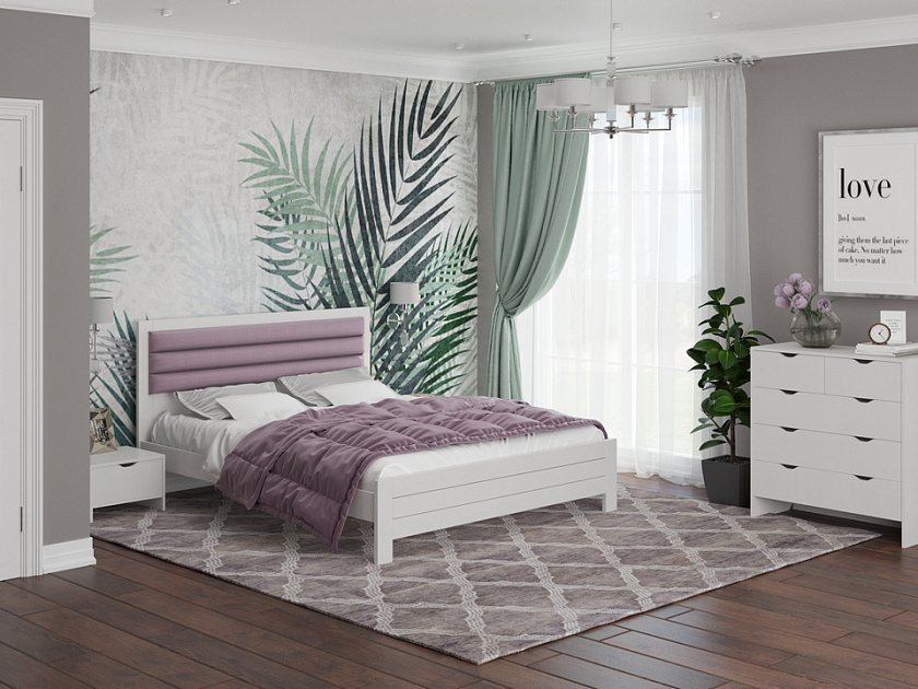 Кровать Prima 180x200 Ткань/Массив Тетра Стальной/Антик (сосна) - Кровать в универсальном дизайне из массива сосны.