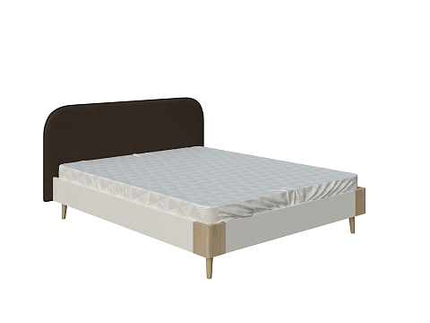 Серая кровать Lagom Plane Chips - Оригинальная кровать без встроенного основания из ЛДСП с мягкими элементами.