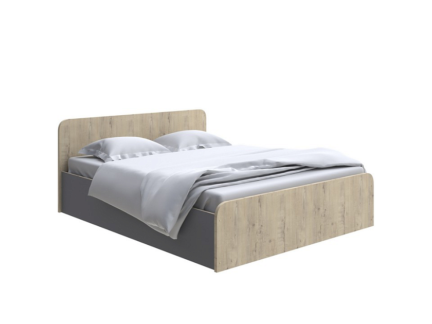 Кровать Way Plus с подъемным механизмом 140x200 ЛДСП Бунратти/Вулканический серый - Кровать в эко-стиле с глубоким бельевым ящиком
