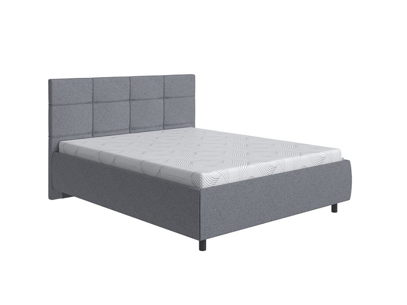 Кровать New Life 160x200 Искусственная шерсть Лама Темно-серый - Кровать в стиле минимализм с декоративной строчкой