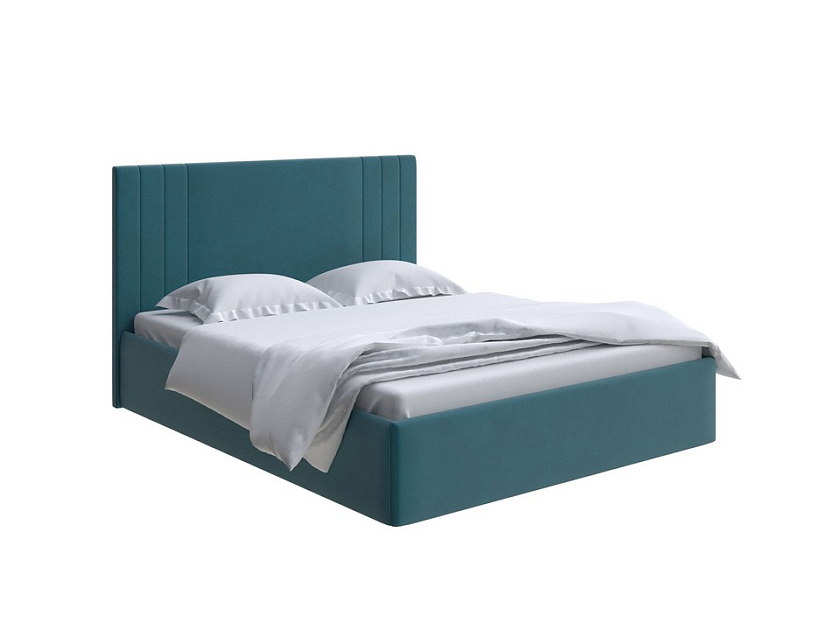 Кровать Liberty 160x200 Ткань: Велюр Forest 560 Морская волна - Аккуратная мягкая кровать в обивке из мебельной ткани
