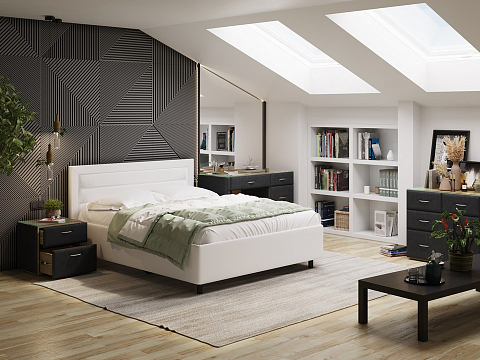 Кровать с высоким изголовьем Next Life 2 - Cтильная модель в стиле минимализм с горизонтальными строчками