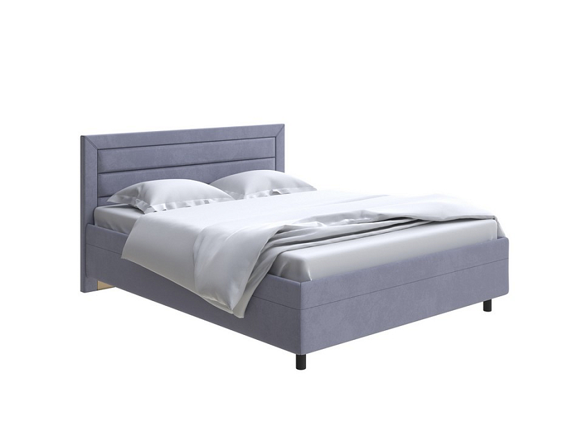 Кровать Next Life 2 160x200 Ткань: Велюр Casa Благородный серый - Cтильная модель в стиле минимализм с горизонтальными строчками
