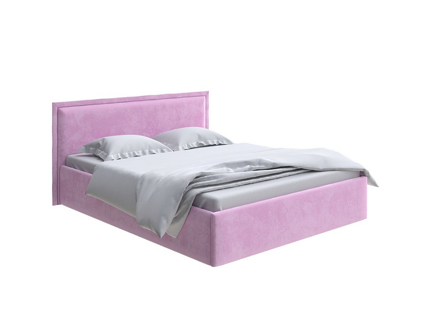 Кровать Aura Next 140x200 Ткань: Велюр Лофти Сиреневый - Кровать в лаконичном дизайне в обивке из мебельной ткани