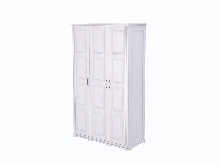 Шкаф 3х дв Milena 140x62 Массив (сосна) Белая эмаль - Трехдверный шкаф с двумя полками и продольной штангой-вешалом для хранения вещей и одежды.