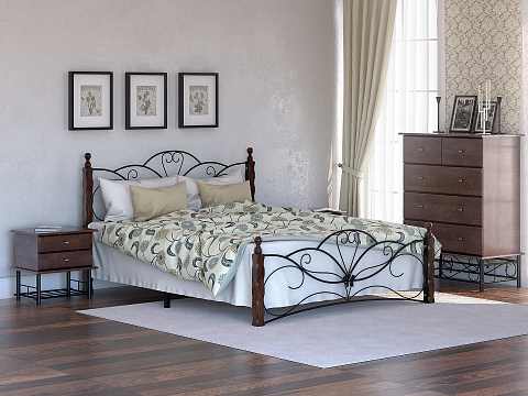 Кровать Garda 11R - Изящная кровать с металлической фигурной решеткой и фигурным изголовьем.