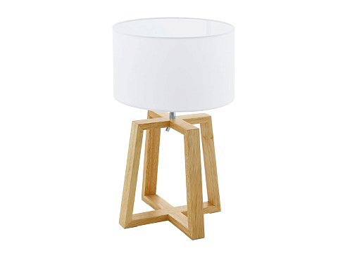 Лампа настольная Chietino 26x30  Белый - Настольная лампа в классическом стиле с деревянным основанием и тканевым абажуром