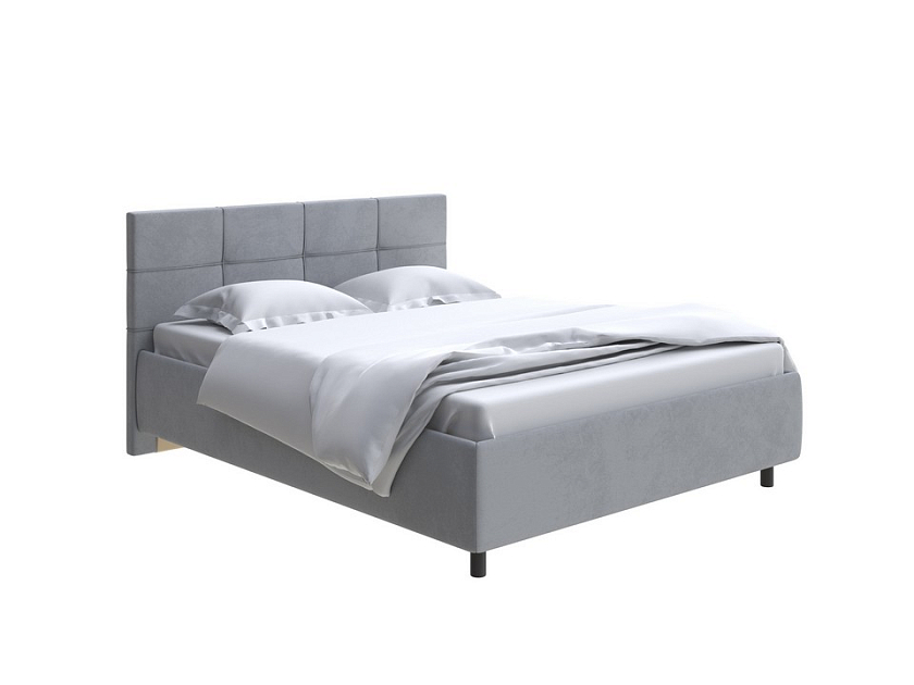 Кровать Next Life 1 160x200 Ткань: Велюр Ultra Осенний туман - Современная кровать в стиле минимализм с декоративной строчкой