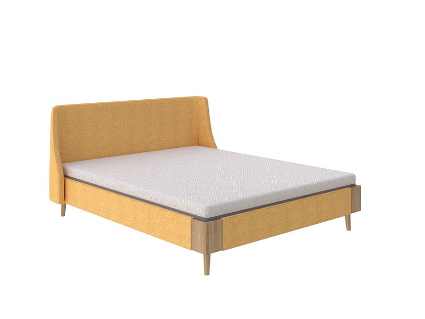 Кровать Lagom Side Soft 90x200 Ткань/Массив Beatto Куркума/Масло-воск Natura (бук) - Оригинальная кровать в обивке из мебельной ткани.