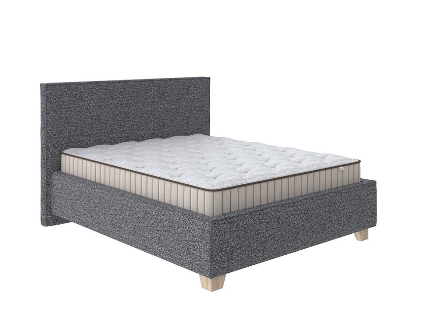 Кровать Hygge Simple 90x200 Ткань: Букле Beatto Маренго - Мягкая кровать с ножками из массива березы и объемным изголовьем