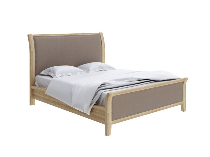 Кровать Dublin 200x220 Ткань/Массив Тетра Ореховый/Лак матовый - Уютная кровать со встроенным основанием из массива сосны с мягкими элементами.