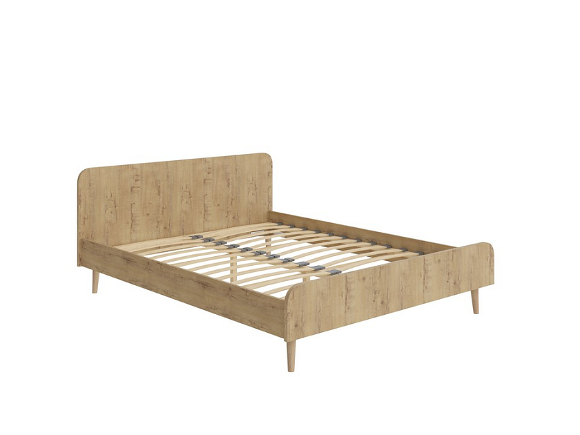 Кровать Way 120x200 ЛДСП Дуб Кантербери/Белый Жемчуг - Компактная корпусная кровать на деревянных опорах