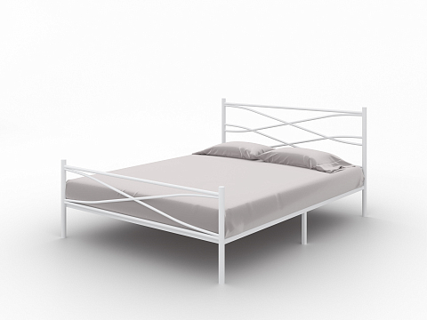 Белая кровать Страйп - Изящная кровать с облегченной металлической конструкцией и встроенным основанием