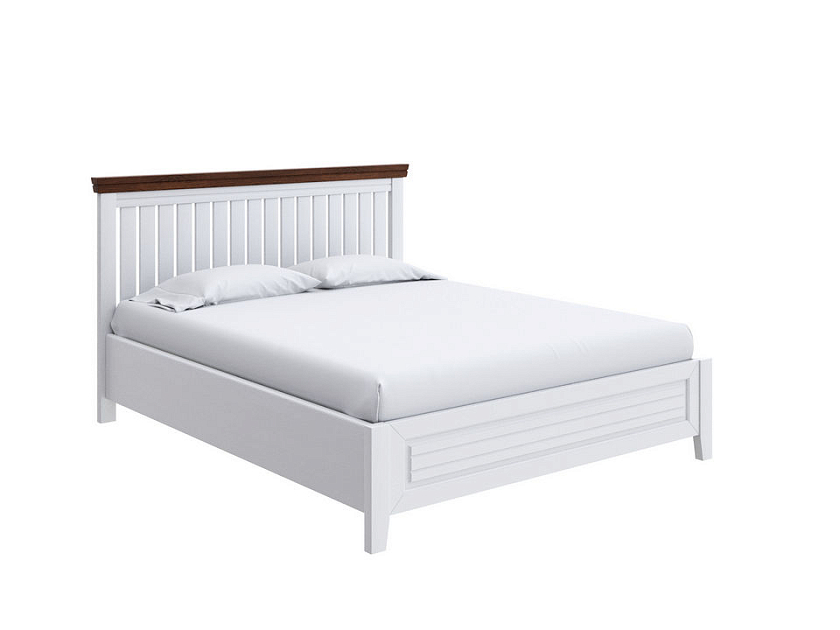 Кровать Olivia с подъемным механизмом 120x200 Массив (сосна) Белая эмаль/Орех - Кровать с подъёмным механизмом из массива с контрастной декоративной планкой.