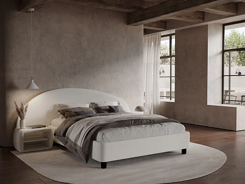 Бежевая кровать Sten Bro Left - Мягкая кровать с округлым изголовьем на левую сторону