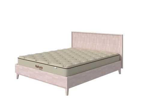 Кровать 200х200 Tempo - Кровать из массива с вертикальной фрезеровкой и декоративным обрамлением изголовья