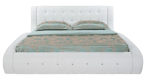 Бежевая кровать Nuvola-1 - Кровать футуристичного дизайна из экокожи класса «Люкс».