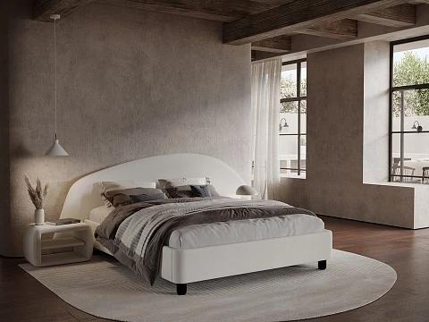 Бежевая кровать Sten Bro Right - Мягкая кровать с округлым изголовьем на правую сторону